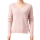 Blush Pink Diamond-Knit V-Neck Sweater
