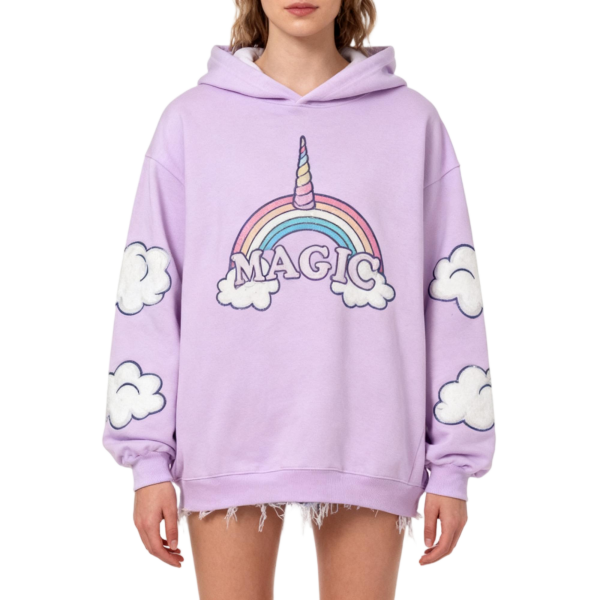 Purple Unicorn "MAGIC" Cloud-Decorated Hoodie