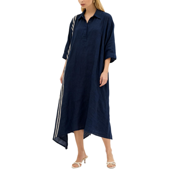 Navy Asymmetric Hem Polo Dress