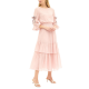 Blush Pink Ruffled Chiffon Midi Dress