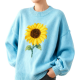 Light Blue Sunflower-Print Oversized Sweater