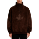 Brown Suede Maple Leaf Half-Zip Sweatshirt