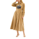 Camel Corduroy Camera-Print Shirt Dress