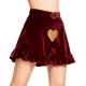 Burgundy Velvet Heart-Patch Ruffled Shorts