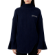 Navy Ribbed "HOME"-Embroidered Bell-Sleeve Sweater