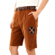 Brown Corduroy Vinyl Record-Patch Shorts