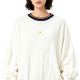 White Daisy Embroidered Pleated Sweater