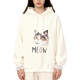 Cream Cat "MEOW" Lace-Cuff Hoodie